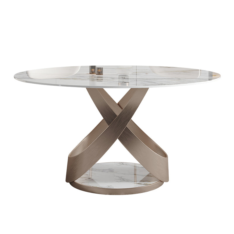 Modern 1/4/5/7 Pieces Dinette Set with White Sintered Stone Round Dining Table Set