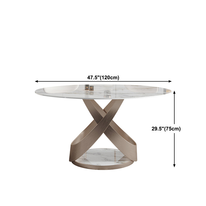 Modern 1/4/5/7 Pieces Dinette Set with White Sintered Stone Round Dining Table Set