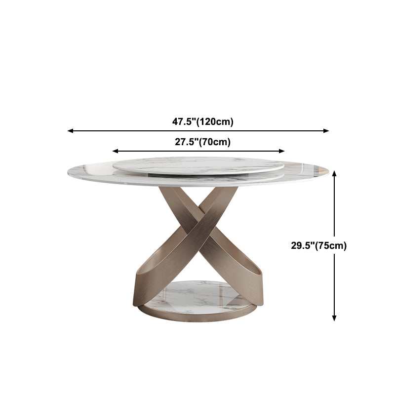 Modern 1/4/5/7 Pieces Dinette Set with White Sintered Stone Round Dining Table Set