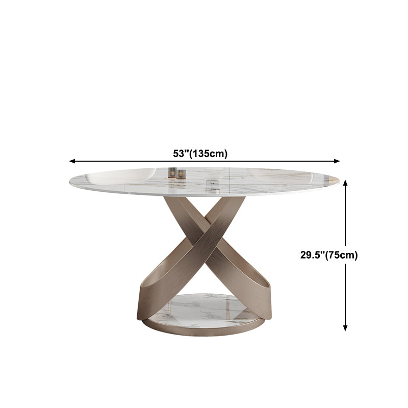 Modern 1/4/5/7 Pieces Dinette Set with White Sintered Stone Round Dining Table Set