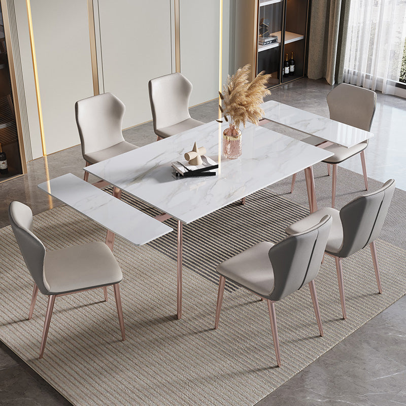 Modern 1/4/5/7 Pieces Rectangle Dinette Set with Sintered Stone Scalable Dining Table Set