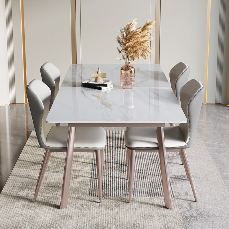 Modern 1/4/5/7 Pieces Rectangle Dinette Set with Sintered Stone Scalable Dining Table Set