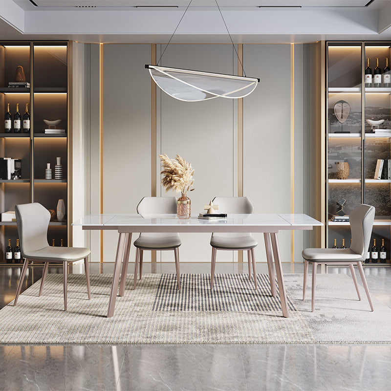 Modern 1/4/5/7 Pieces Rectangle Dinette Set with Sintered Stone Scalable Dining Table Set