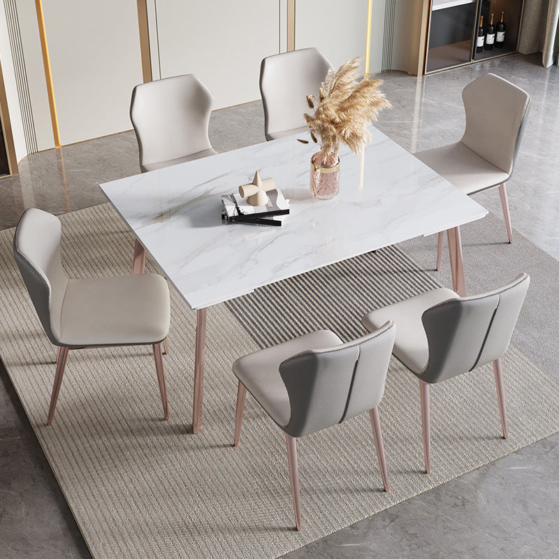 Modern 1/4/5/7 Pieces Rectangle Dinette Set with Sintered Stone Scalable Dining Table Set
