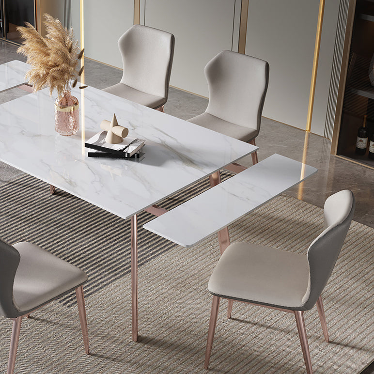 Modern 1/4/5/7 Pieces Rectangle Dinette Set with Sintered Stone Scalable Dining Table Set