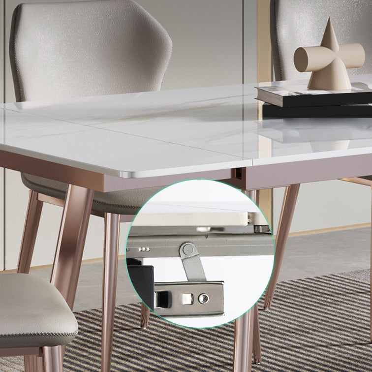 Modern 1/4/5/7 Pieces Rectangle Dinette Set with Sintered Stone Scalable Dining Table Set