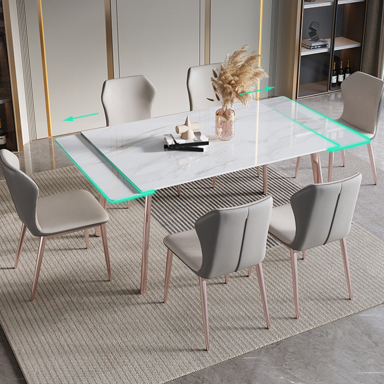Modern 1/4/5/7 Pieces Rectangle Dinette Set with Sintered Stone Scalable Dining Table Set