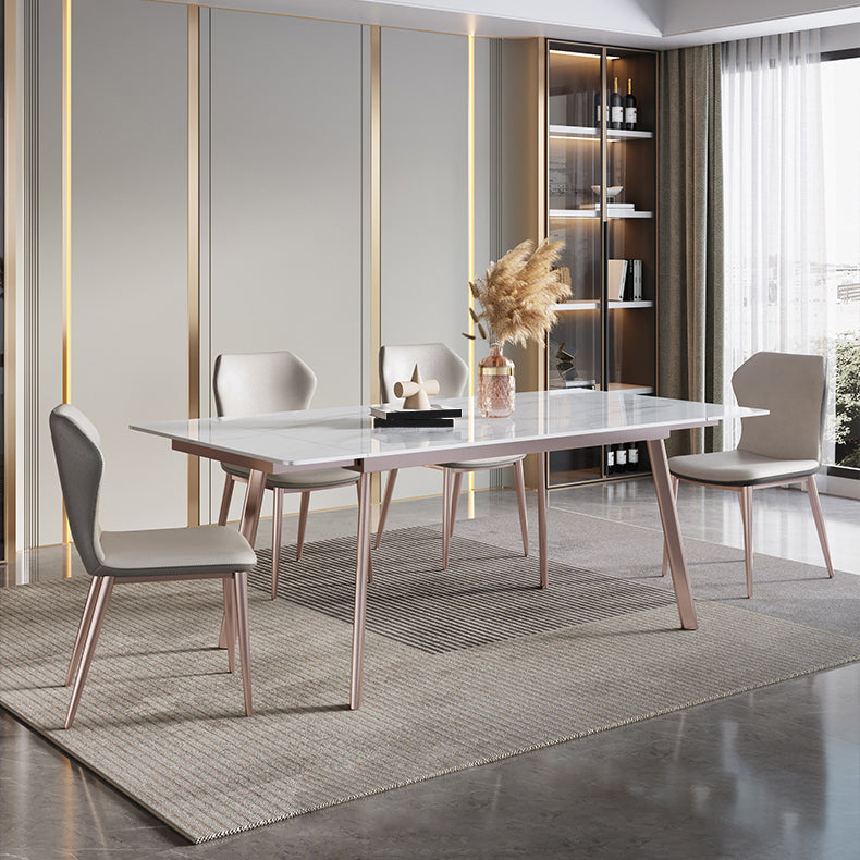 Modern 1/4/5/7 Pieces Rectangle Dinette Set with Sintered Stone Scalable Dining Table Set