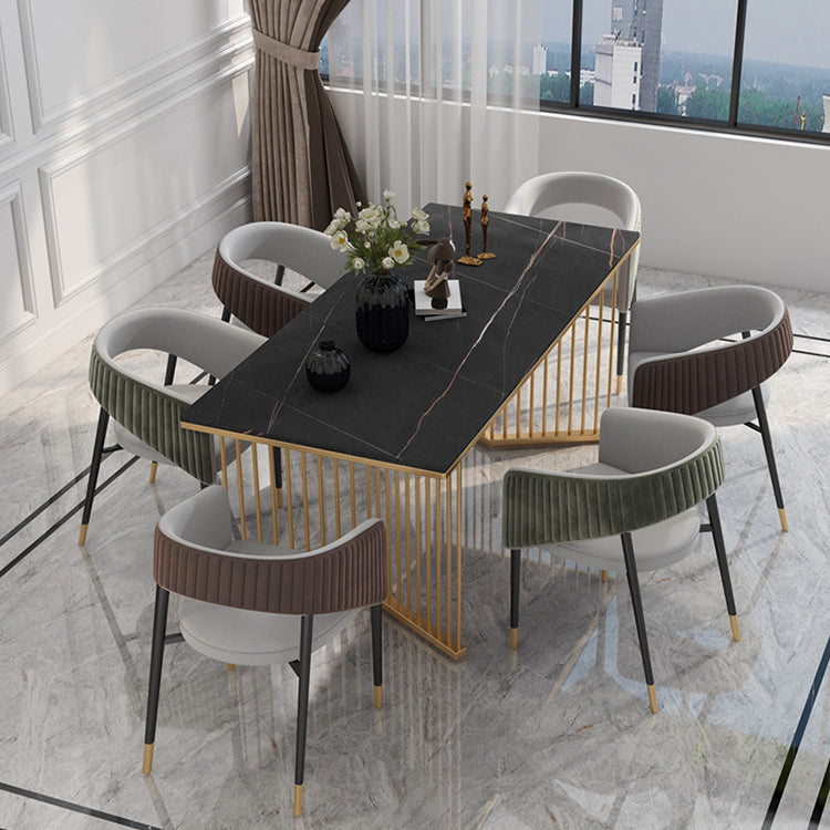 Glam 1/5/7 Pieces Dining Set Rectangle Stone Dining Table for Dining Room