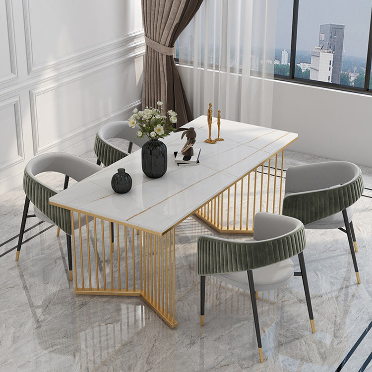 Glam 1/5/7 Pieces Dining Set Rectangle Stone Dining Table for Dining Room