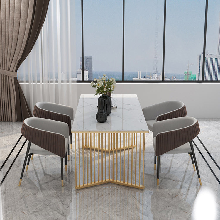 Glam 1/5/7 Pieces Dining Set Rectangle Stone Dining Table for Dining Room