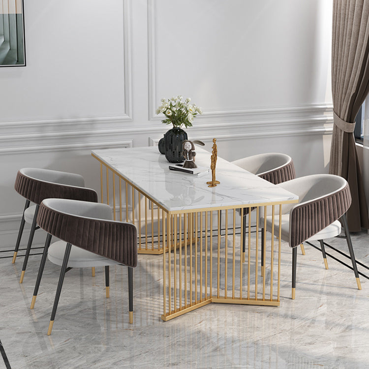 Glam 1/5/7 Pieces Dining Set Rectangle Stone Dining Table for Dining Room