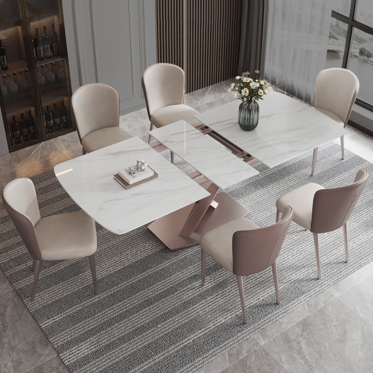Modern 1/4/5/7 Pieces Scalable Dinette Set with Sintered Stone Rectangle Dining Table Set