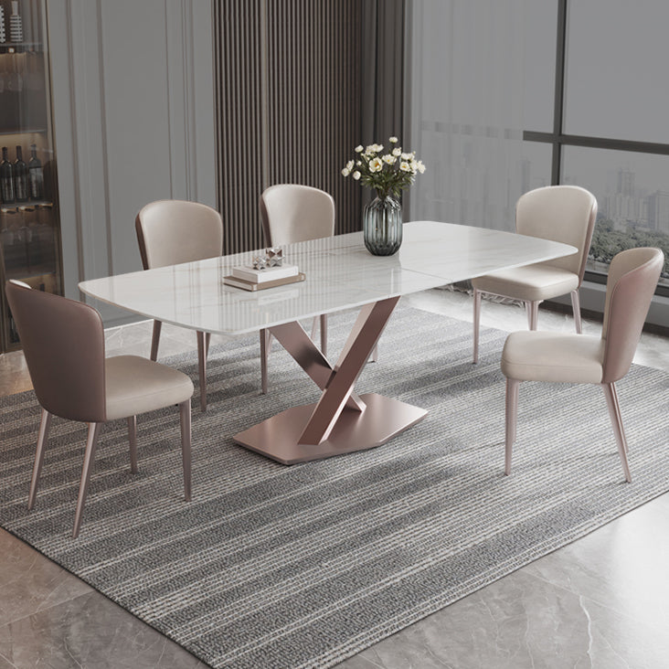 Modern 1/4/5/7 Pieces Scalable Dinette Set with Sintered Stone Rectangle Dining Table Set