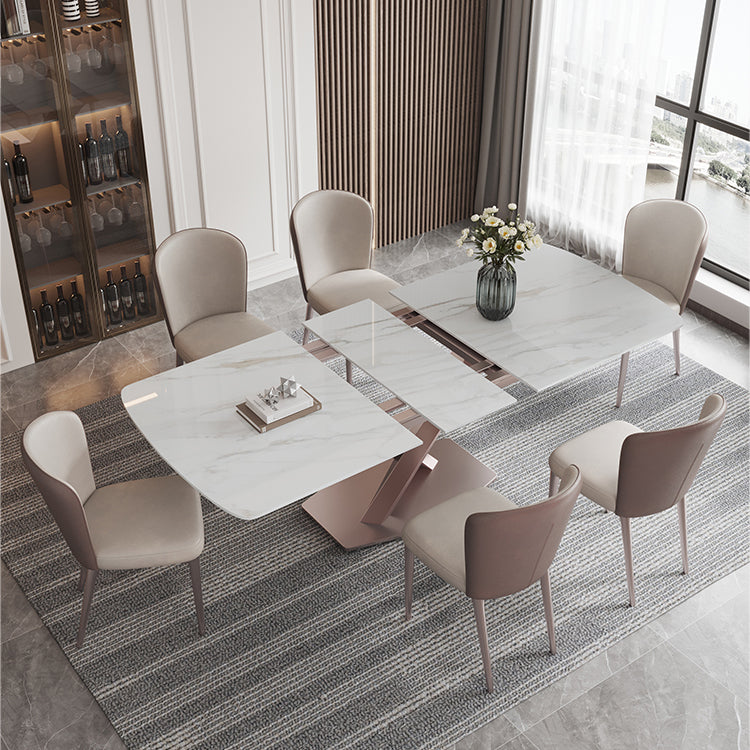 Modern 1/4/5/7 Pieces Scalable Dinette Set with Sintered Stone Rectangle Dining Table Set