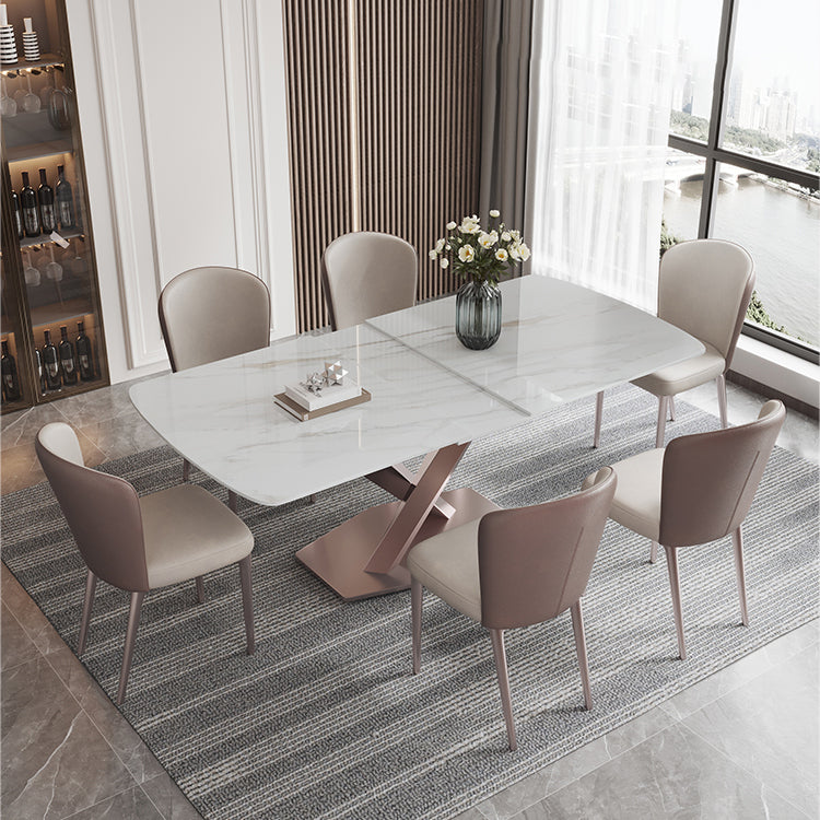Modern 1/4/5/7 Pieces Scalable Dinette Set with Sintered Stone Rectangle Dining Table Set