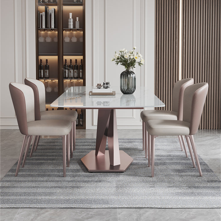 Modern 1/4/5/7 Pieces Scalable Dinette Set with Sintered Stone Rectangle Dining Table Set
