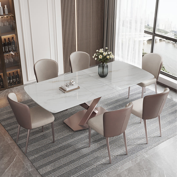 Modern 1/4/5/7 Pieces Scalable Dinette Set with Sintered Stone Rectangle Dining Table Set