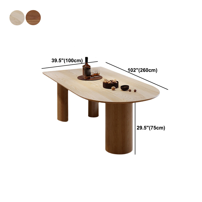 Free Form Wood Dining Table Pinewood Table Contemporary with 3 Legs