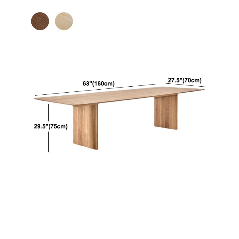 Rectangle Modern Dining Table Double Pedestal Table with Solid Wood