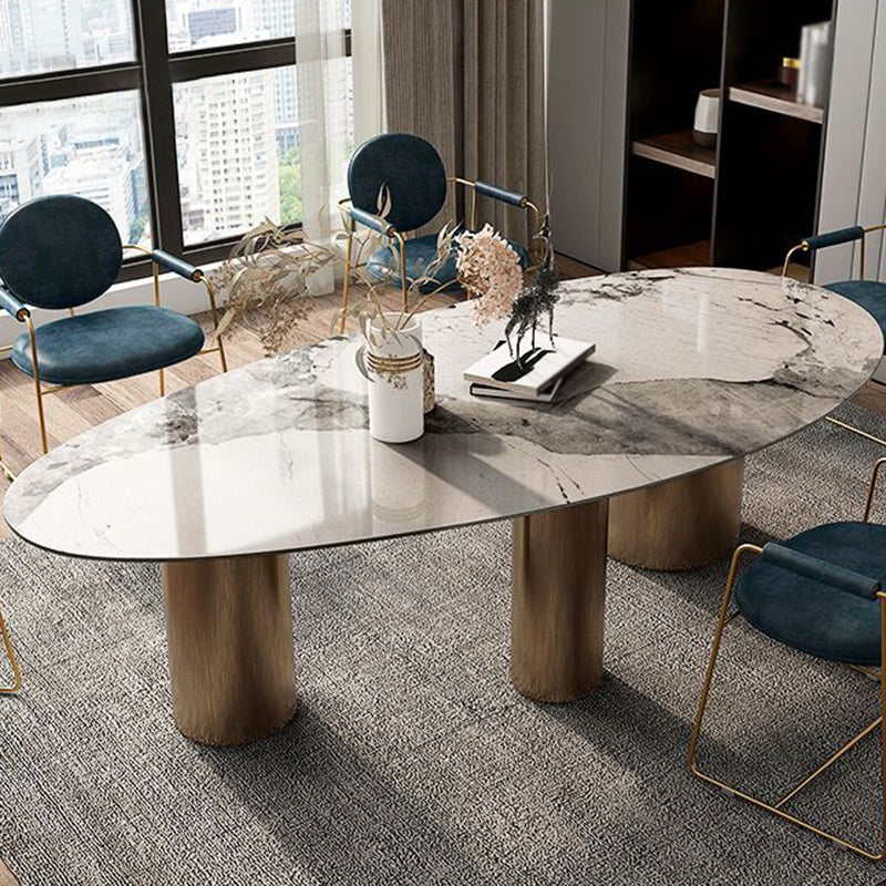 Traditional Luxury Oval Dining Site Table Gold Tripod Base Dining Table