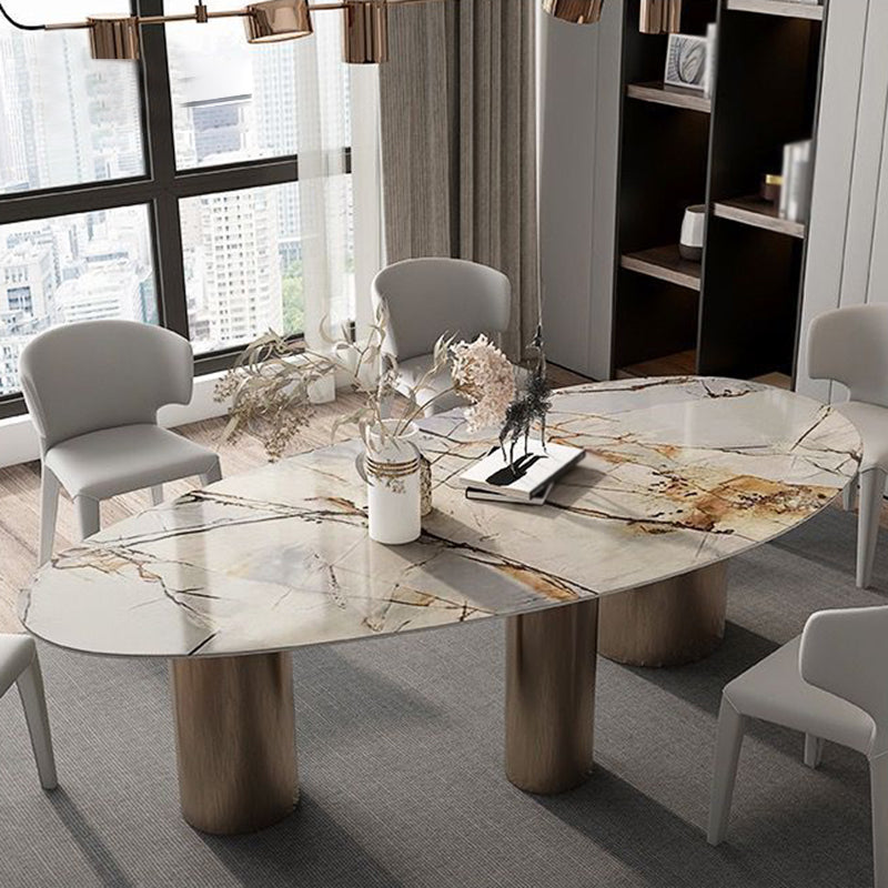 Traditional Luxury Oval Dining Site Table Gold Tripod Base Dining Table