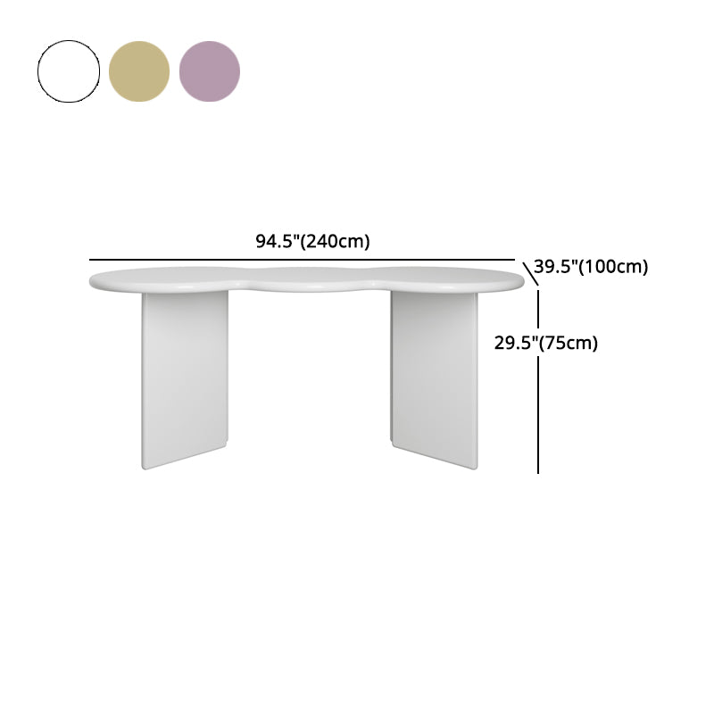 Free Form Solid Wood Dining Table Double Pedestal Furniture in Matte Finish