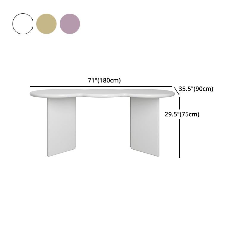 Free Form Solid Wood Dining Table Double Pedestal Furniture in Matte Finish
