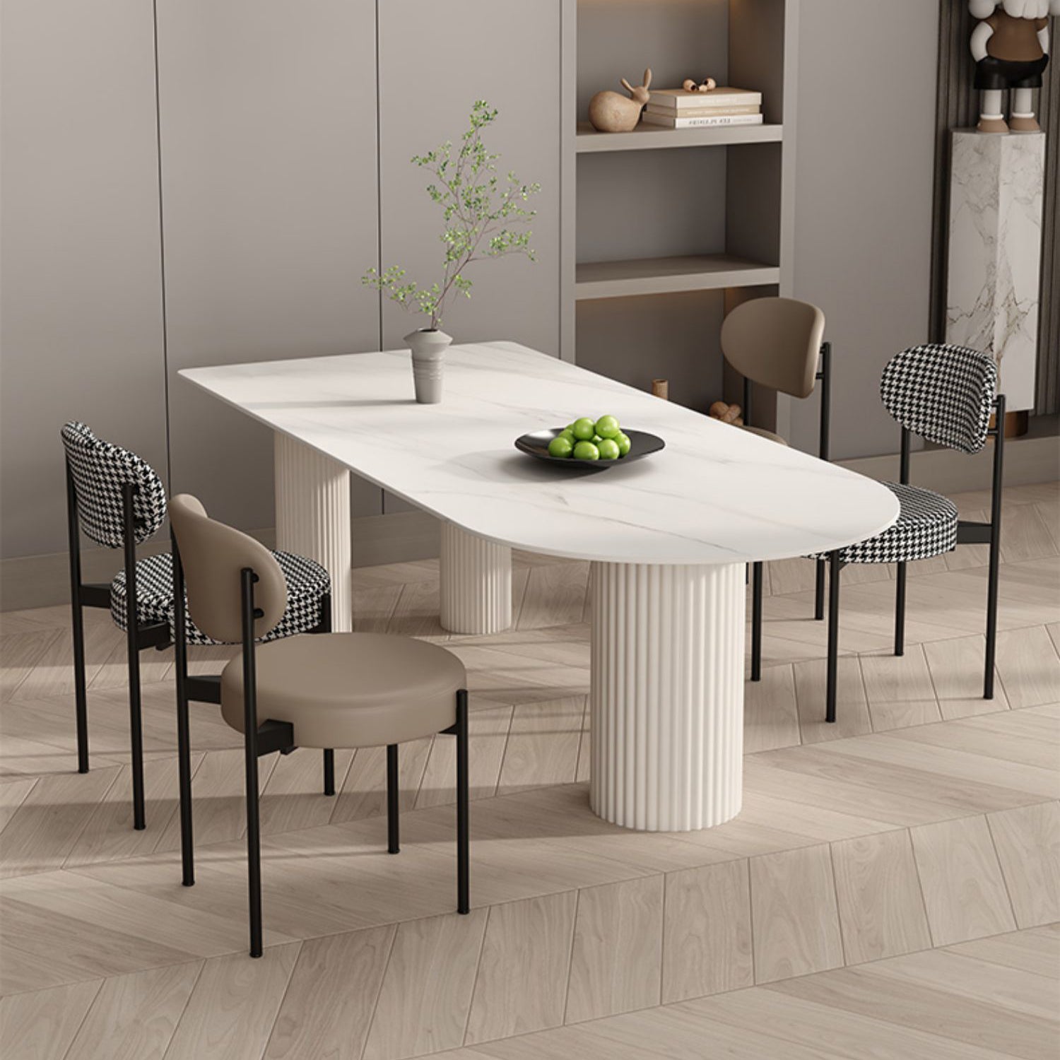 Kitchen Dining Table Modern Stone Dining Table in White and Black