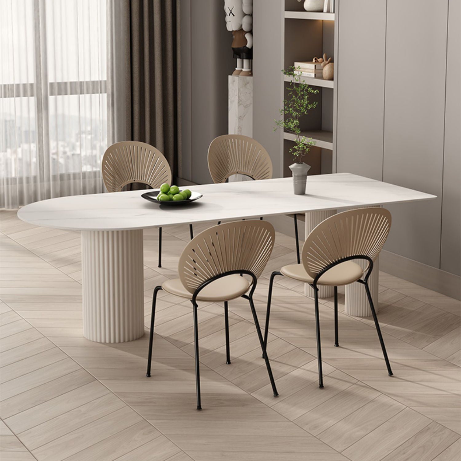 Kitchen Dining Table Modern Stone Dining Table in White and Black
