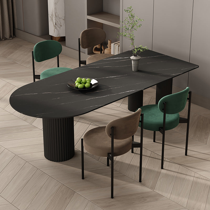 Kitchen Dining Table Modern Stone Dining Table in White and Black