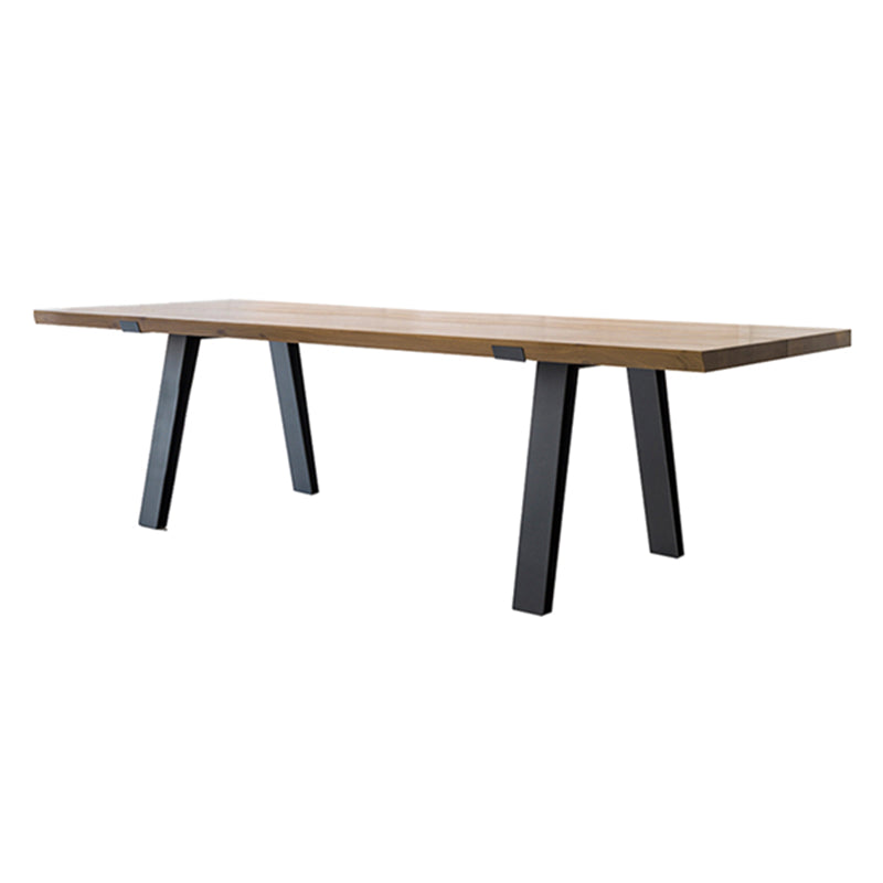 Industrial Pine Wood Table for Restaurant Rectangle Dining Table with Metal 4 Legs