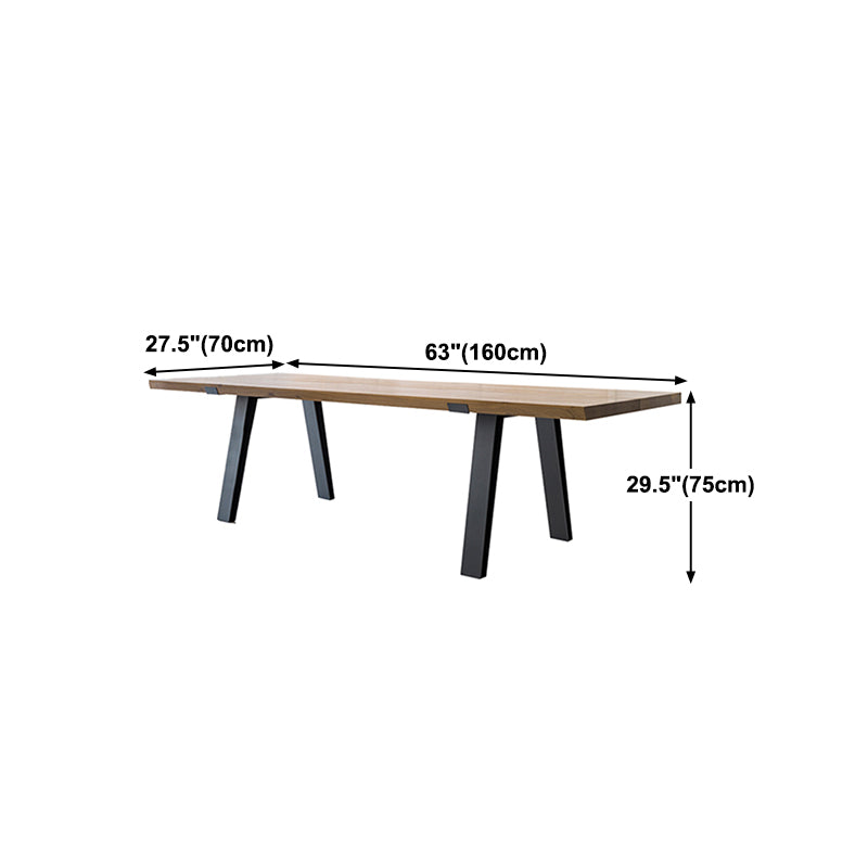 Industrial Pine Wood Table for Restaurant Rectangle Dining Table with Metal 4 Legs