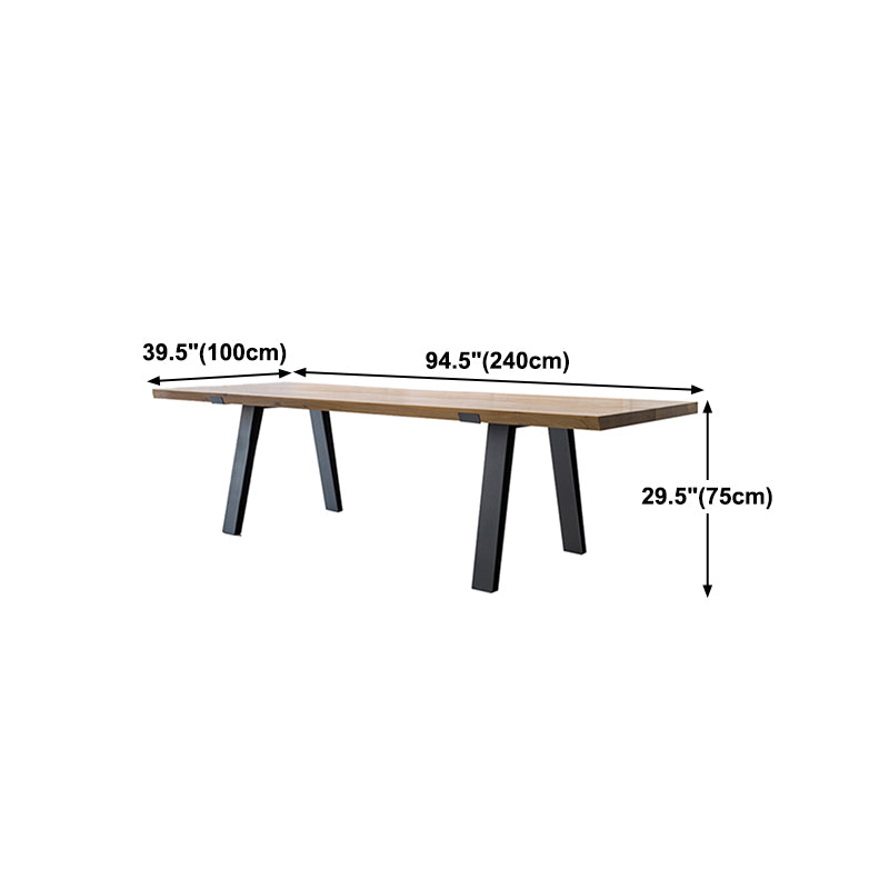 Industrial Pine Wood Table for Restaurant Rectangle Dining Table with Metal 4 Legs