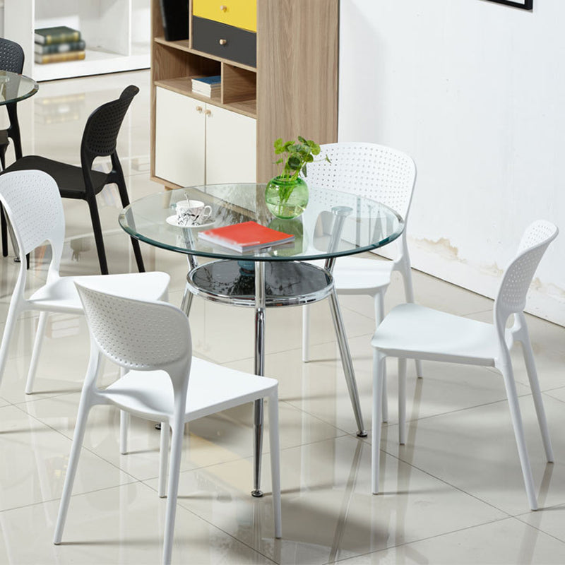 Metal Modern Round Indoor Table Glass Top Table for Kitchen and Dining Room