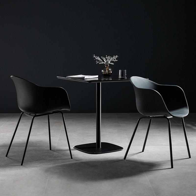 21-inch Metal Industrial Dining Table Square Pine Solid Wood Top Table with Pedestal