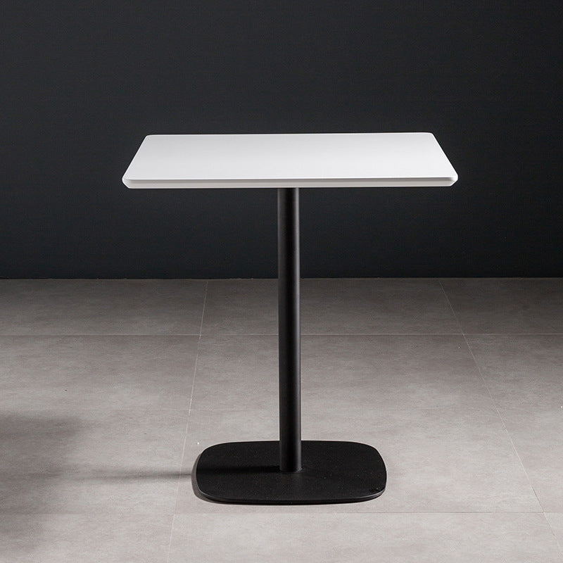 21-inch Metal Industrial Dining Table Square Pine Solid Wood Top Table with Pedestal