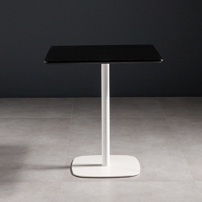 21-inch Metal Industrial Dining Table Square Pine Solid Wood Top Table with Pedestal