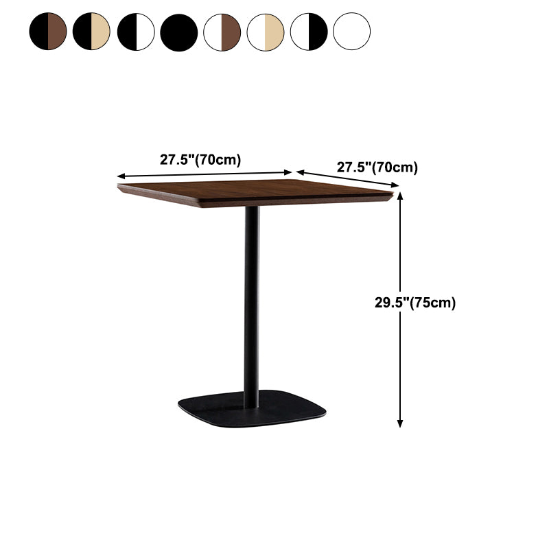 21-inch Metal Industrial Dining Table Square Pine Solid Wood Top Table with Pedestal
