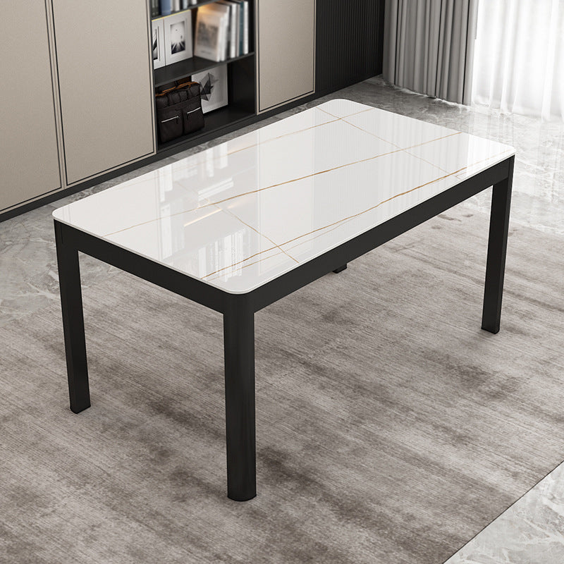 Metal Modern Rectangle Indoor Table Glass Top Table for Dining Room