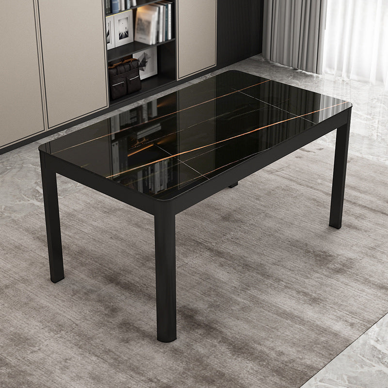 Metal Modern Rectangle Indoor Table Glass Top Table for Dining Room