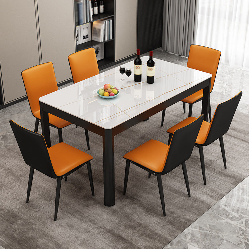 Metal Modern Rectangle Indoor Table Glass Top Table for Dining Room