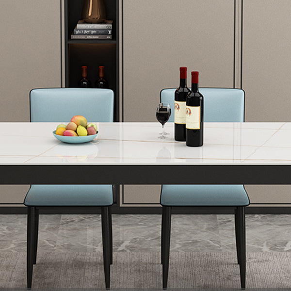 Metal Modern Rectangle Indoor Table Glass Top Table for Dining Room