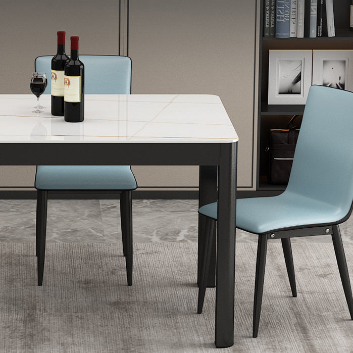 Metal Modern Rectangle Indoor Table Glass Top Table for Dining Room