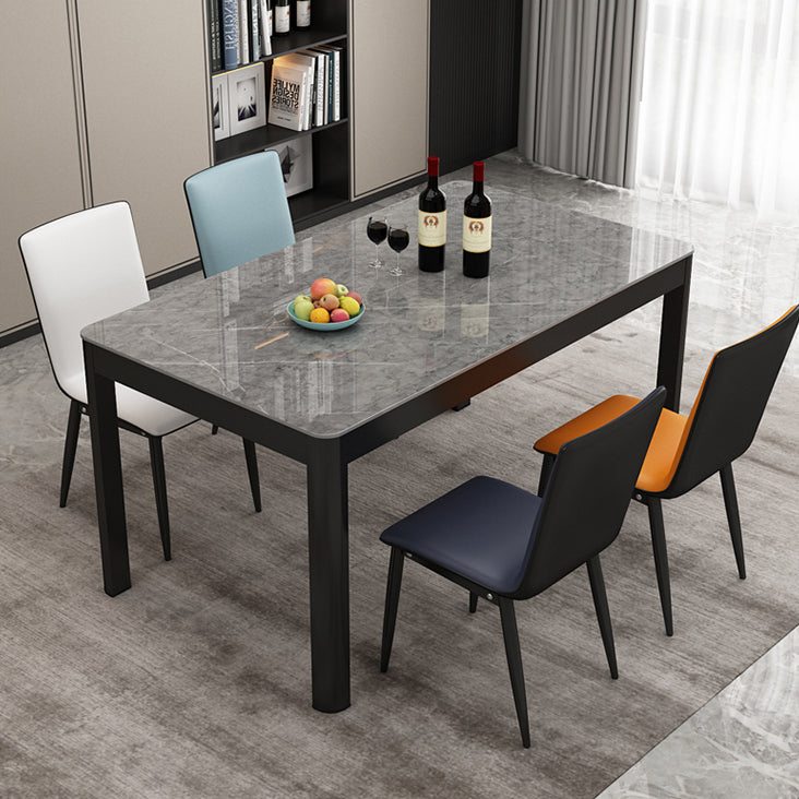 Metal Modern Rectangle Indoor Table Glass Top Table for Dining Room