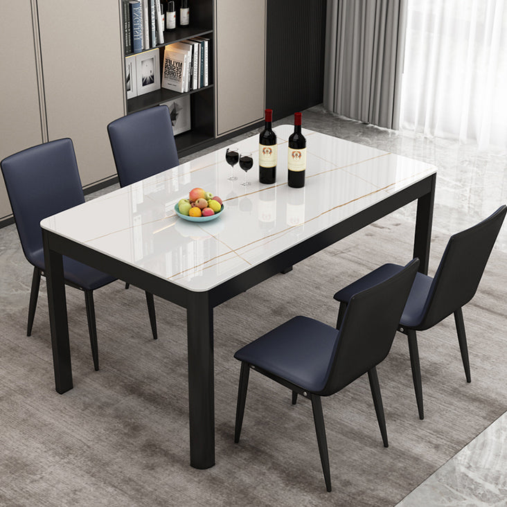 Metal Modern Rectangle Indoor Table Glass Top Table for Dining Room