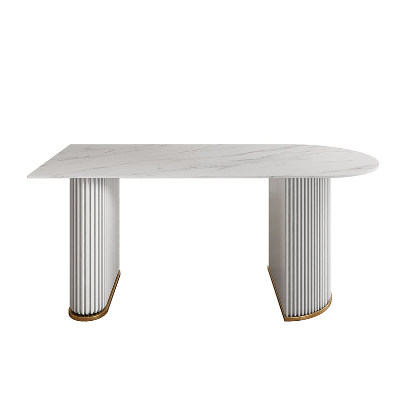 Free Form Sintered Stone Table for Restaurant Luxury Table with Double Pedestal
