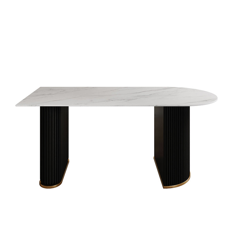 Free Form Sintered Stone Table for Restaurant Luxury Table with Double Pedestal