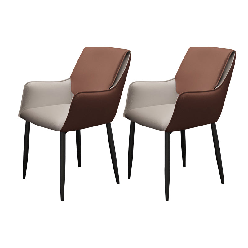Modern Design Arm Solid Back Side Chairs Leather Dining Side Chair