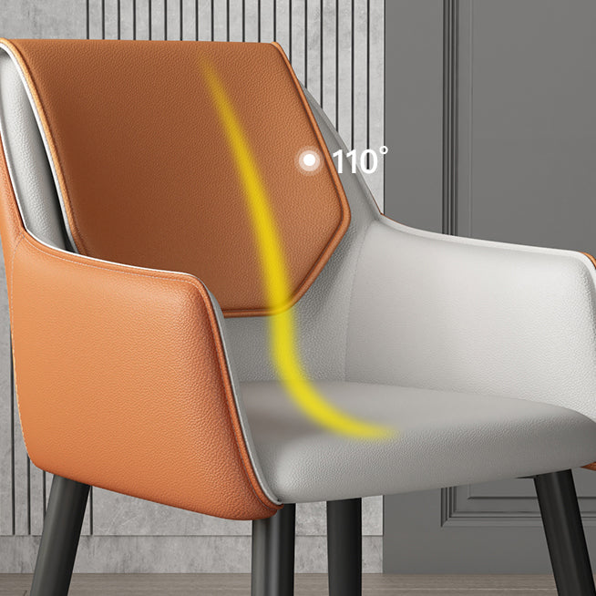 Modern Design Arm Solid Back Side Chairs Leather Dining Side Chair